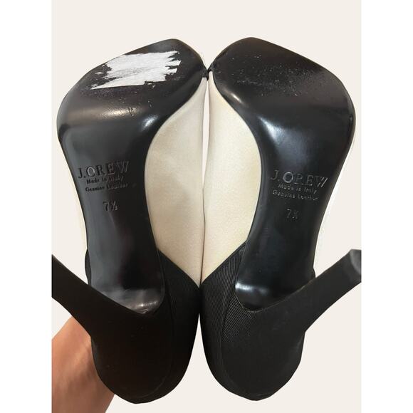 J.Crew Black Cream Two-Tone Stiletto Heel Bow Pointed Toe Pumps Size 7.5 - Picture 8 of 9